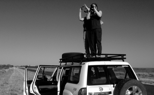 Taking photos on vehicle roof